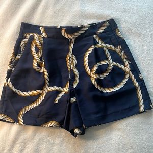 Satin navy mini shorts